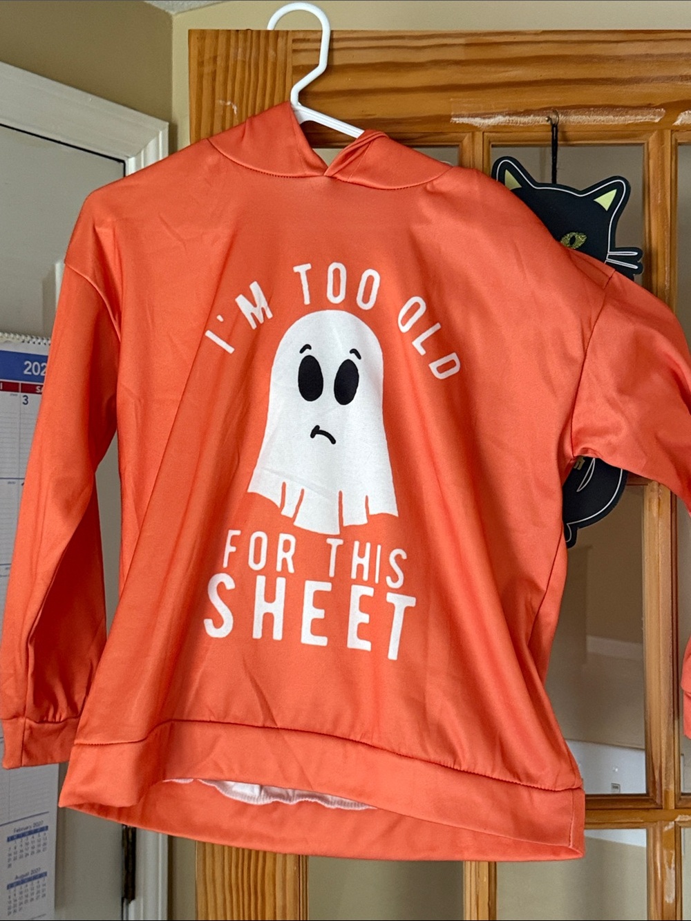 Orange Graphic Hoodie - "I'm Too Old For This Sheet"